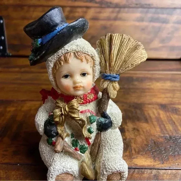 Snow Baby w/Broom Cornerstone Creations Christmas Holiday Collection Figurine - Picture 8 of 9